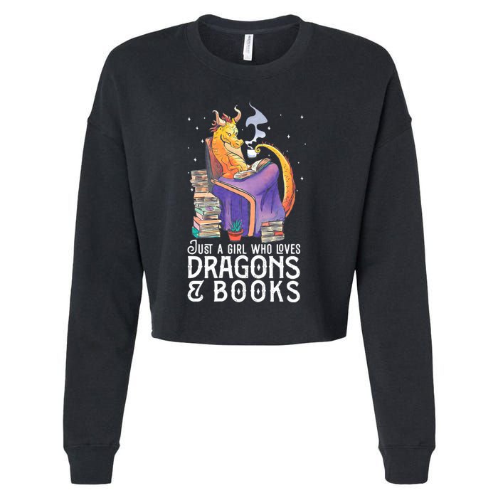 Just A Girl Who Loves Dragons & Books Book Nerds Cropped Pullover Crew