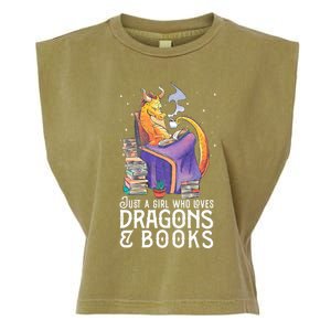 Just A Girl Who Loves Dragons & Books Book Nerds Garment-Dyed Women's Muscle Tee