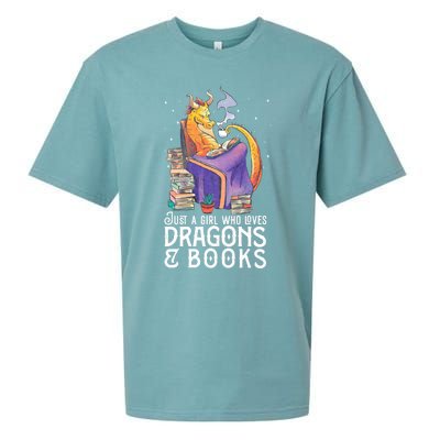 Just A Girl Who Loves Dragons & Books Book Nerds Sueded Cloud Jersey T-Shirt