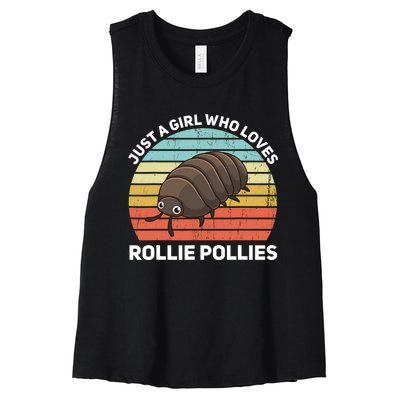 Just A Girl Who Loves Rollie Pollies Isopod Entomologist Women's Racerback Cropped Tank