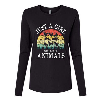 Just A Girl Who Loves Animals Womens Cotton Relaxed Long Sleeve T-Shirt