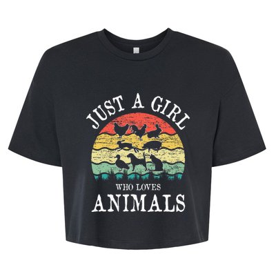 Just A Girl Who Loves Animals Bella+Canvas Jersey Crop Tee