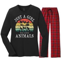 Just A Girl Who Loves Animals Women's Long Sleeve Flannel Pajama Set 