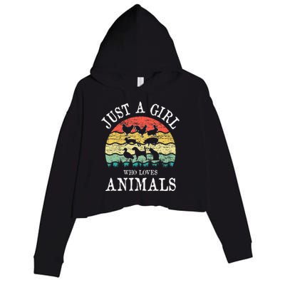 Just A Girl Who Loves Animals Crop Fleece Hoodie