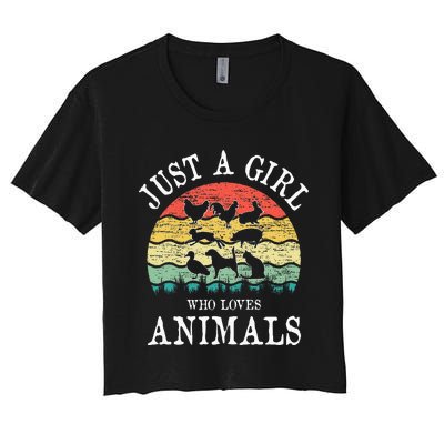 Just A Girl Who Loves Animals Women's Crop Top Tee