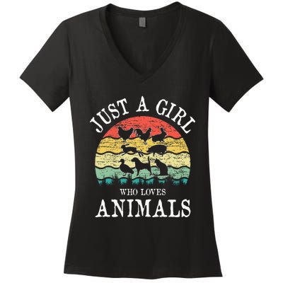 Just A Girl Who Loves Animals Women's V-Neck T-Shirt