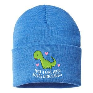 Just A Girl Who Loves Dinosaurs Cute Dinosaurs Girl Great Gift Sustainable Knit Beanie