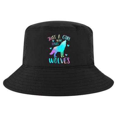 Just A Girl Who Loves Wolves Watercolor Cute Wolf Lover Cool Comfort Performance Bucket Hat