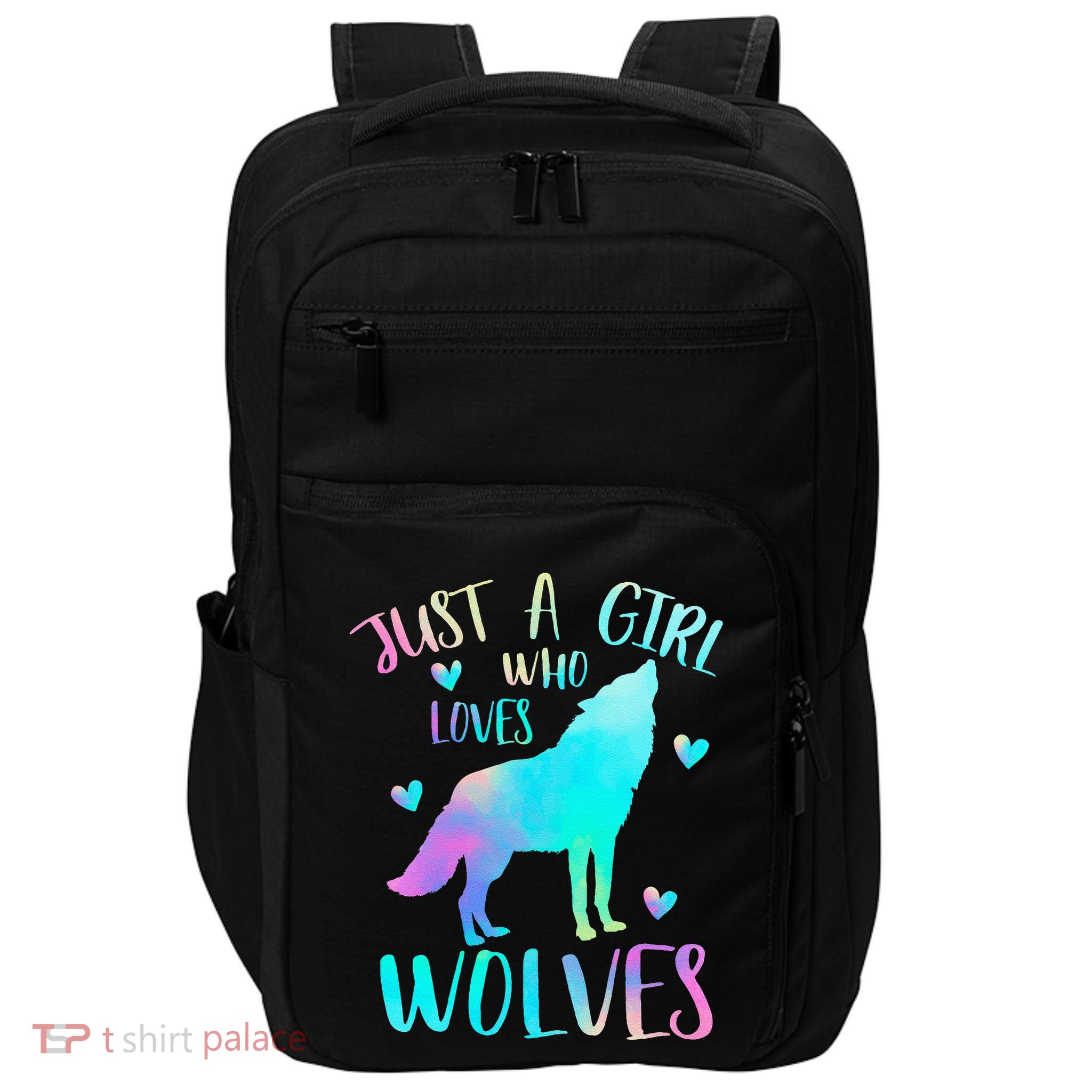 Just A Girl Who Loves Wolves Watercolor Cute Wolf Lover Impact Tech Backpack