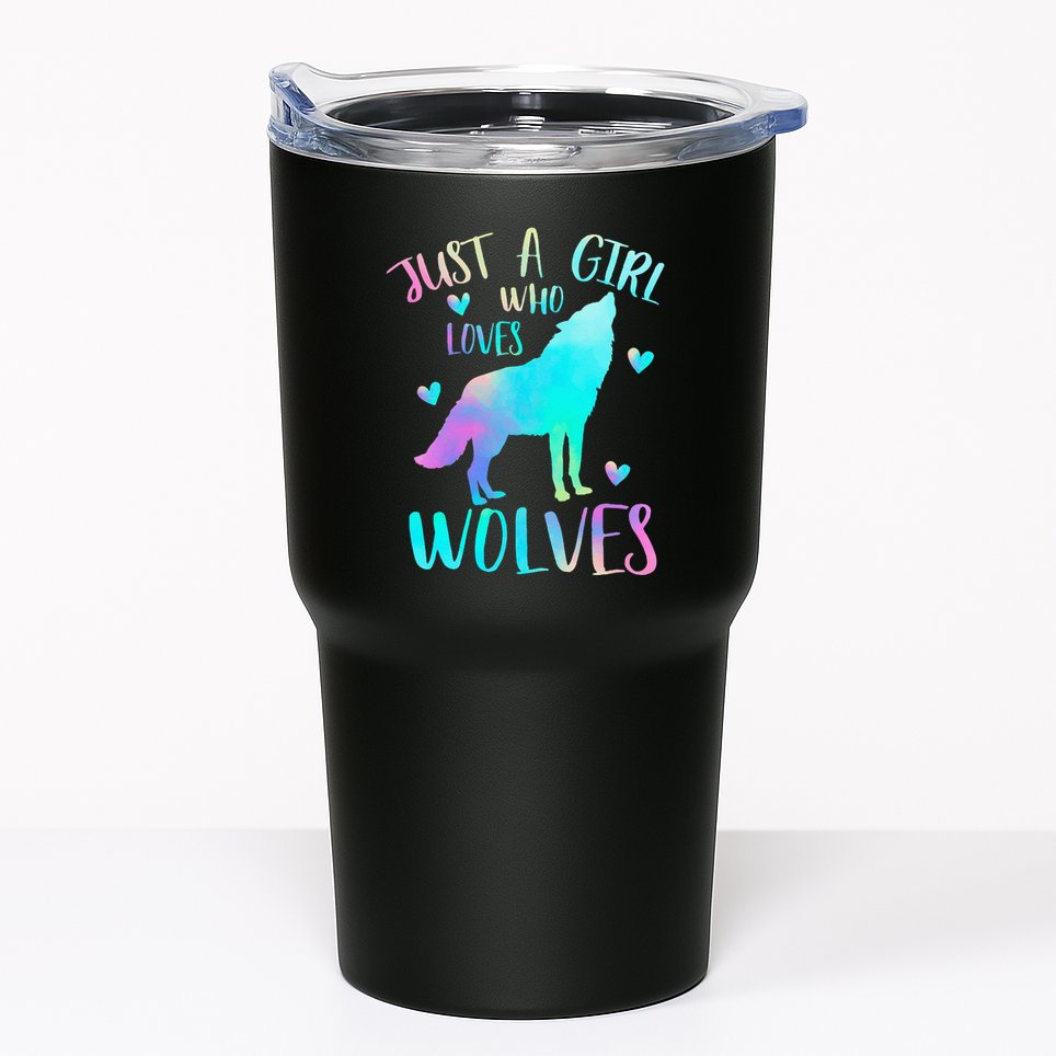 Just A Girl Who Loves Wolves Watercolor Cute Wolf Lover Tumbler