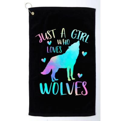 Just A Girl Who Loves Wolves Watercolor Cute Wolf Lover Golf Towel