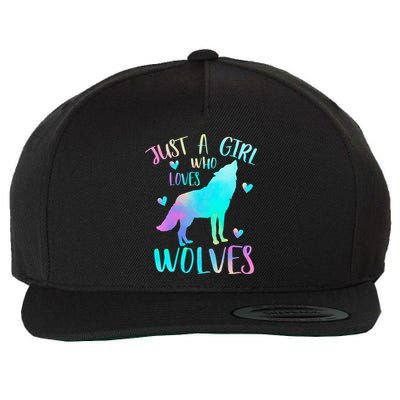 Just A Girl Who Loves Wolves Watercolor Cute Wolf Lover Wool Snapback Cap