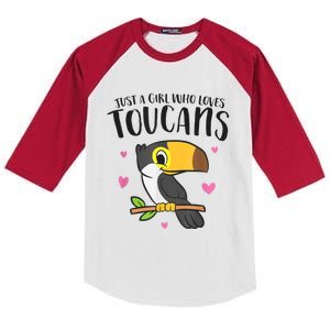 Just A Girl Who Loves Toucans Cute Birds Love Toucan Kids Colorblock Raglan Jersey