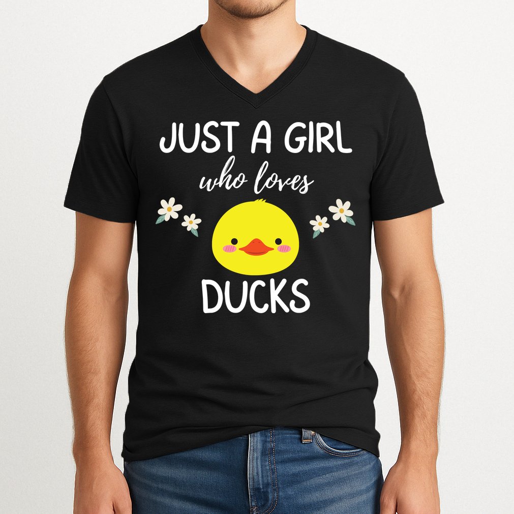 Just A Girl Who Loves Ducks Cute Duck Lover Owner Gift V-Neck T-Shirt