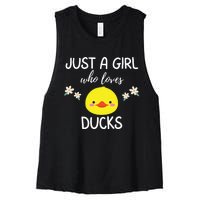 Just A Girl Who Loves Ducks Cute Duck Lover Owner Gift Women's Racerback Cropped Tank