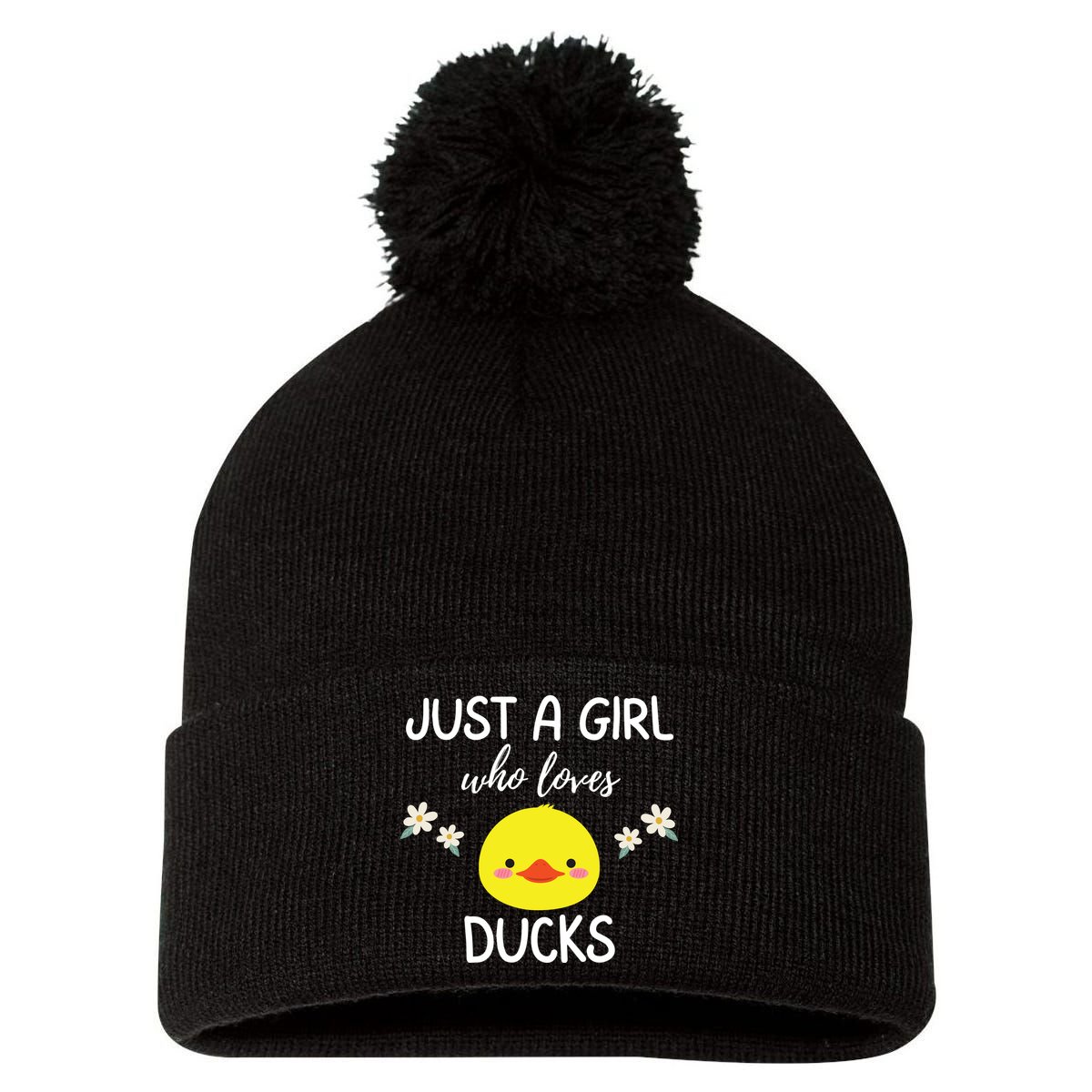 Just A Girl Who Loves Ducks Cute Duck Lover Owner Gift Pom Pom 12in Knit Beanie