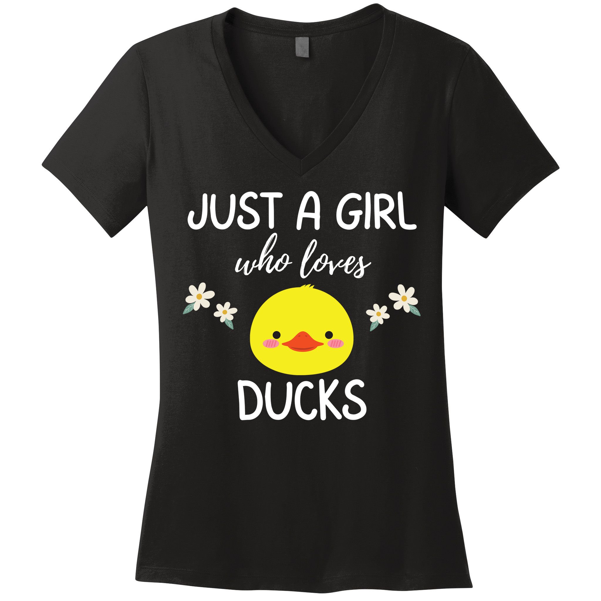 Just A Girl Who Loves Ducks Cute Duck Lover Owner Gift Women's V-Neck T-Shirt