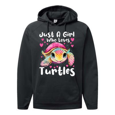 Just A Girl Who Loves Turtles Sea Animal Reptile Lover Performance Fleece Hoodie