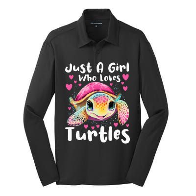 Just A Girl Who Loves Turtles Sea Animal Reptile Lover Silk Touch Performance Long Sleeve Polo