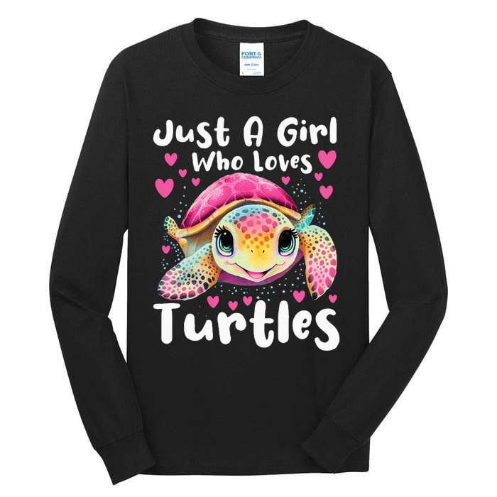 Just A Girl Who Loves Turtles Sea Animal Reptile Lover Tall Long Sleeve T-Shirt