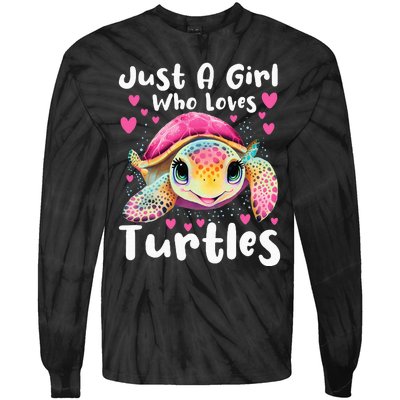 Just A Girl Who Loves Turtles Sea Animal Reptile Lover Tie-Dye Long Sleeve Shirt