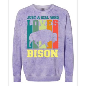 Just A Girl Who Loves Bison Colorblast Crewneck Sweatshirt