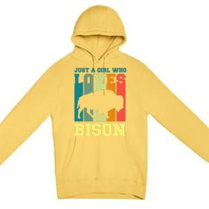 Just A Girl Who Loves Bison Premium Pullover Hoodie