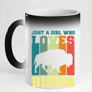 Just A Girl Who Loves Bison 11oz Black Color Changing Mug