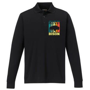 Just A Girl Who Loves Bison Performance Long Sleeve Polo