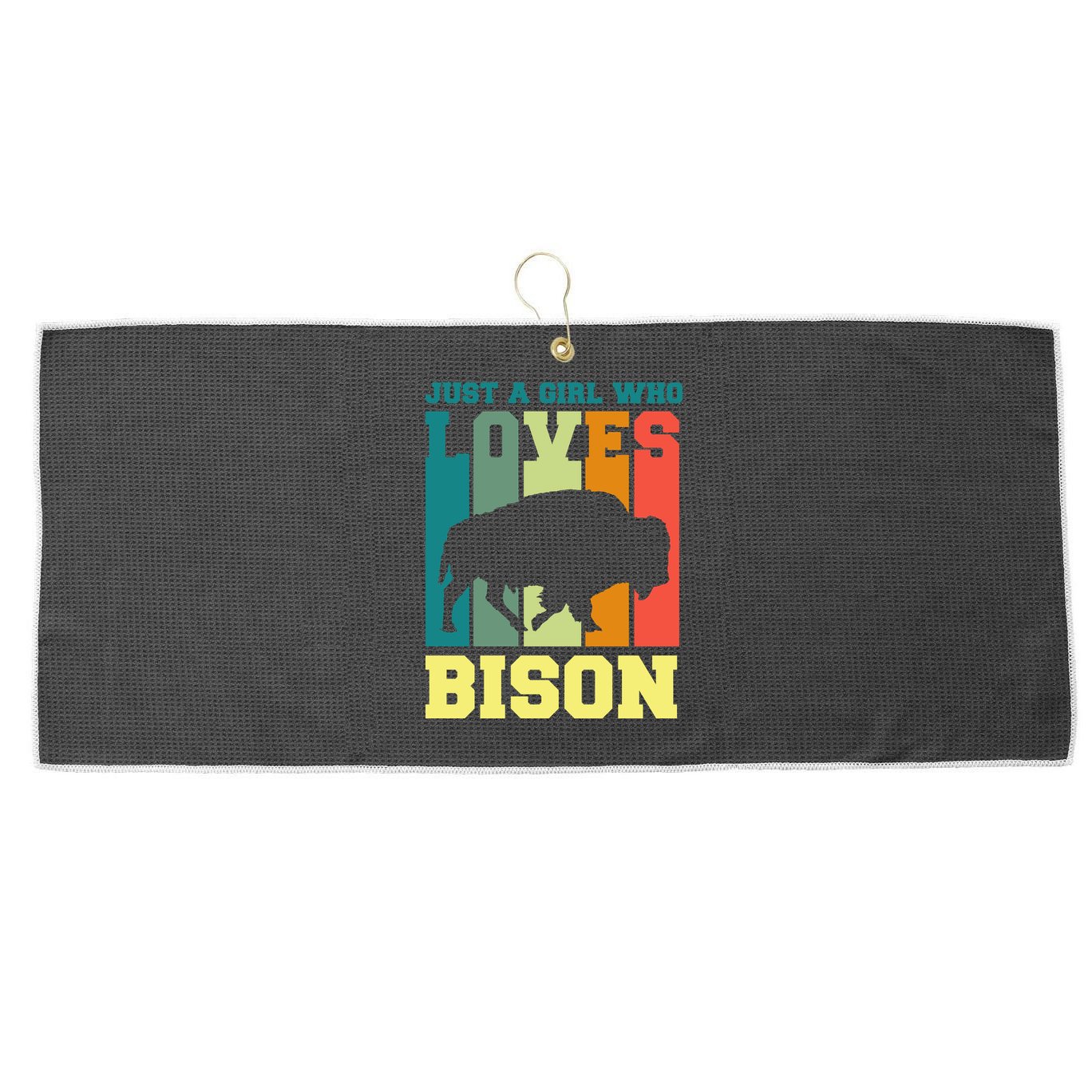 Just A Girl Who Loves Bison Large Microfiber Waffle Golf Towel