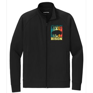 Just A Girl Who Loves Bison Stretch Full-Zip Cadet Jacket