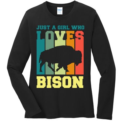 Just A Girl Who Loves Bison Ladies Long Sleeve Shirt