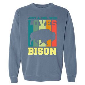 Just A Girl Who Loves Bison Garment-Dyed Sweatshirt