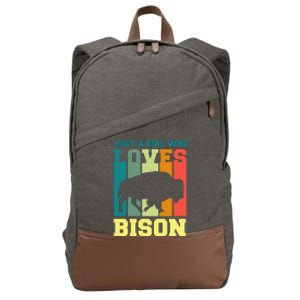 Just A Girl Who Loves Bison Cotton Canvas Backpack