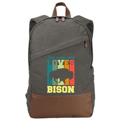 Just A Girl Who Loves Bison Cotton Canvas Backpack