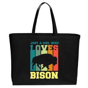 Just A Girl Who Loves Bison Cotton Canvas Jumbo Tote