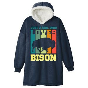 Just A Girl Who Loves Bison Hooded Wearable Blanket