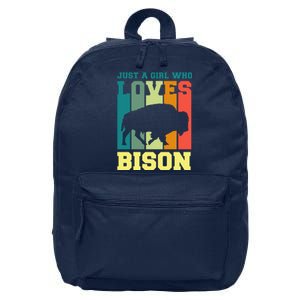 Just A Girl Who Loves Bison 16 in Basic Backpack