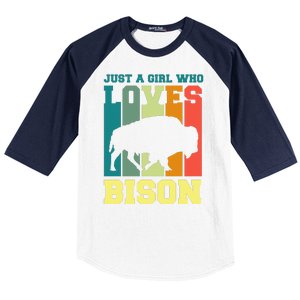 Just A Girl Who Loves Bison Baseball Sleeve Shirt