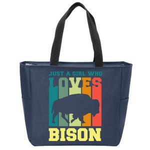 Just A Girl Who Loves Bison Zip Tote Bag