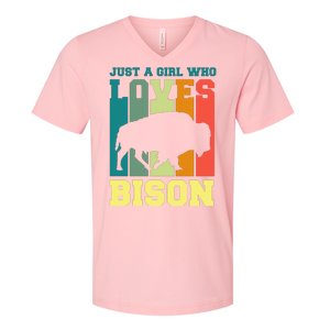 Just A Girl Who Loves Bison V-Neck T-Shirt