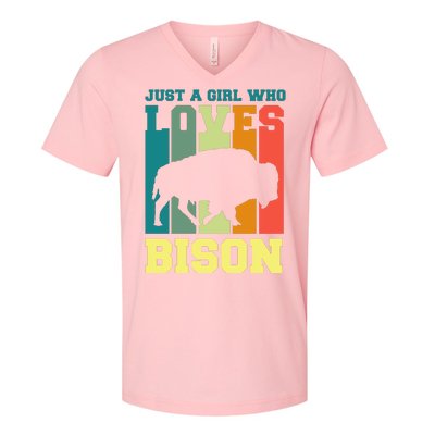 Just A Girl Who Loves Bison V-Neck T-Shirt