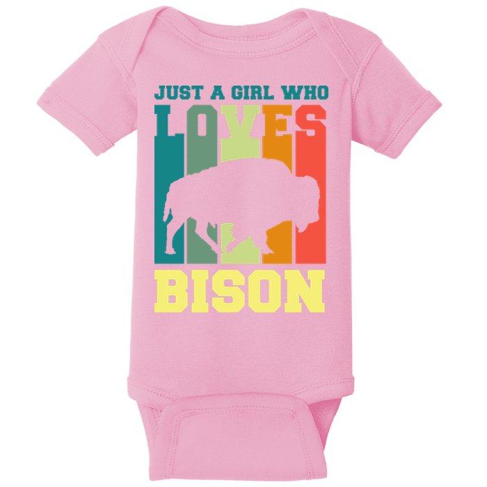 Just A Girl Who Loves Bison Baby Bodysuit