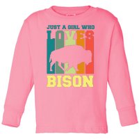 Just A Girl Who Loves Bison Toddler Long Sleeve Shirt