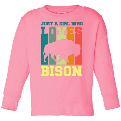 Just A Girl Who Loves Bison Toddler Long Sleeve Shirt