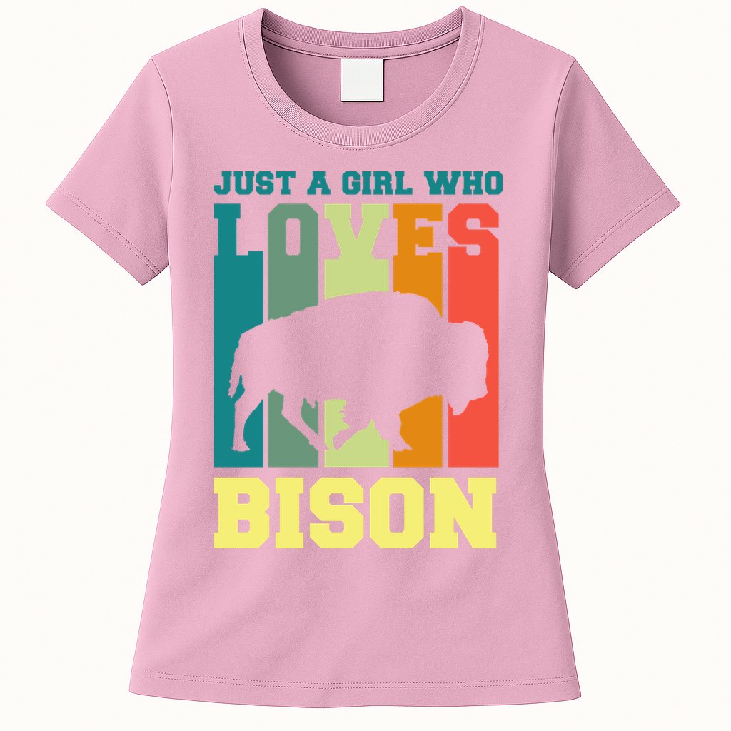 Just A Girl Who Loves Bison Womens T-Shirt