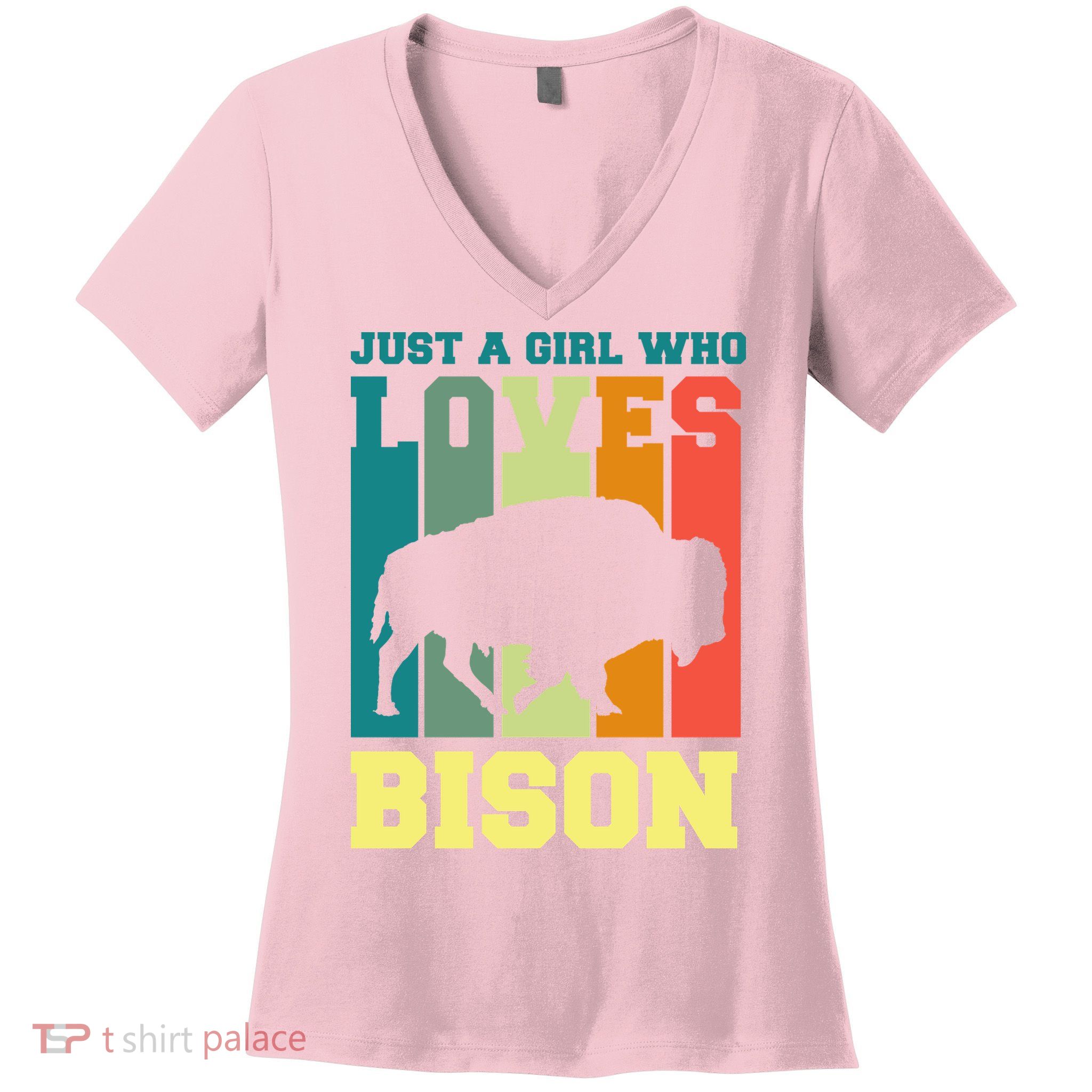 Just A Girl Who Loves Bison Women's V-Neck T-Shirt