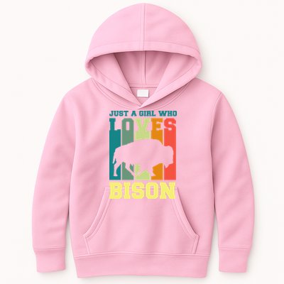 Just A Girl Who Loves Bison Kids Hoodie