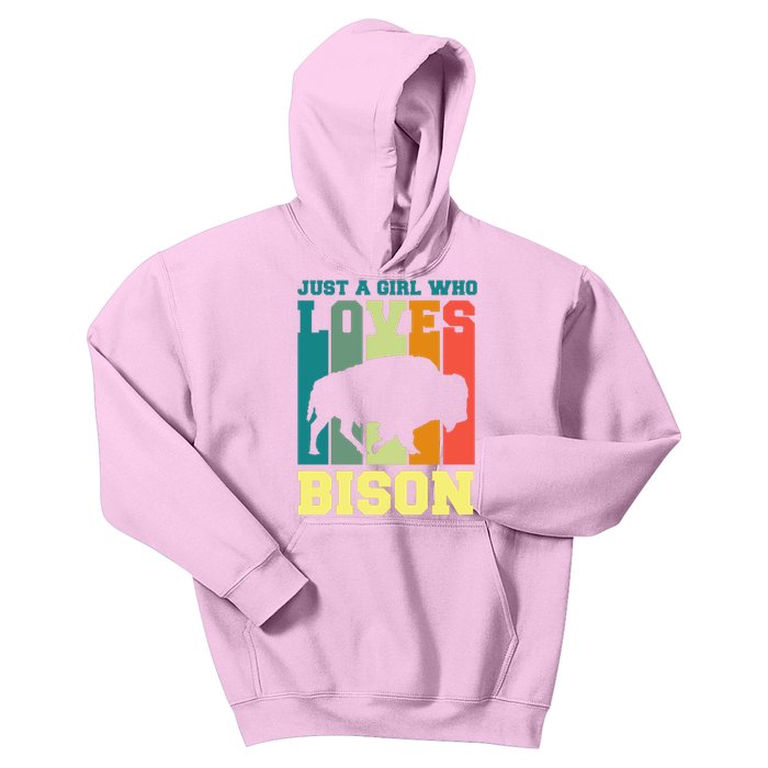 Just A Girl Who Loves Bison Kids Hoodie