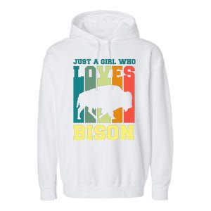 Just A Girl Who Loves Bison Garment-Dyed Fleece Hoodie